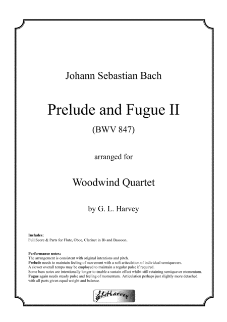Prelude and Fugue II (BWV 847) for Woodwind Quartet (arr. G L Harvey)