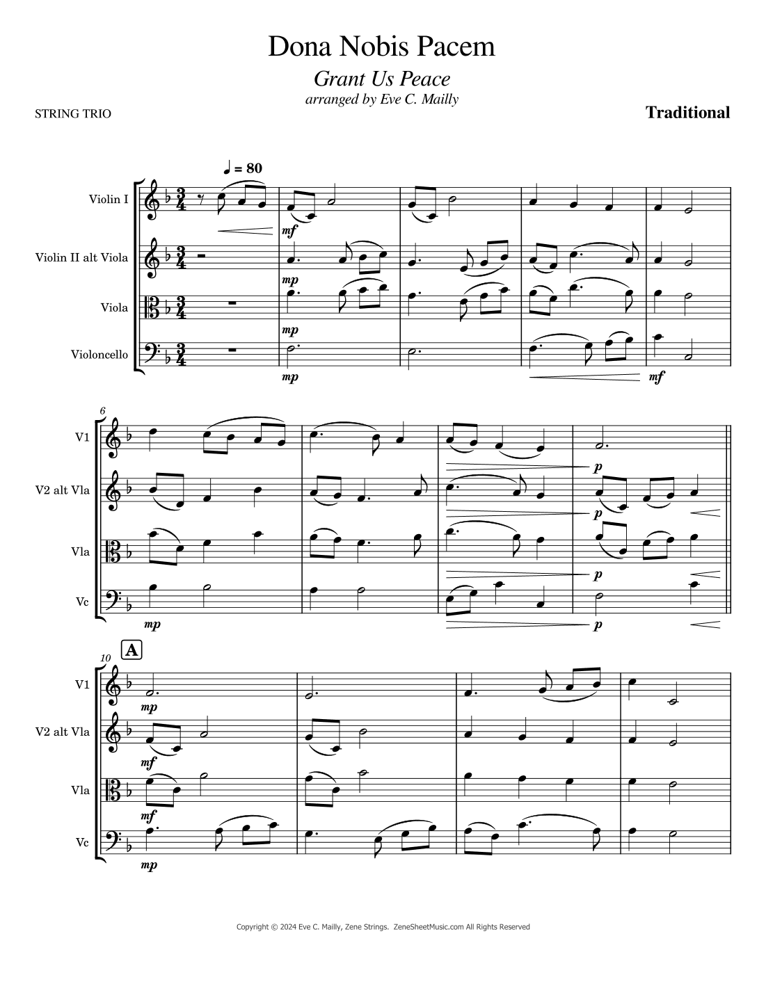 Dona Nobis Pacem (Grant Us Peace) - String Trio (arr. Eve C. Mailly - Zene Strings)