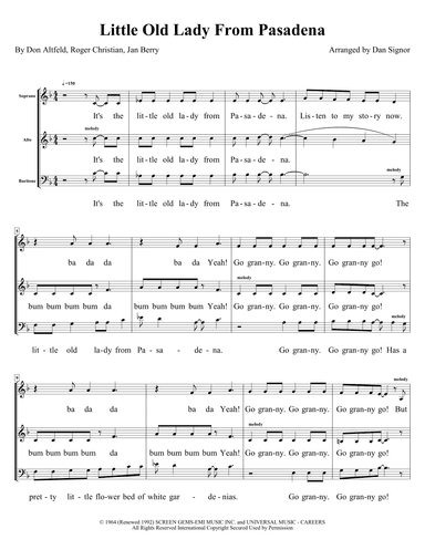 The Little Old Lady (from Pasadena) (arr. Dan Signor)