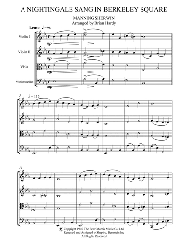 A Nightingale Sang In Berkeley Square (arr. Brian Hardy, Bacchus Quartet)
