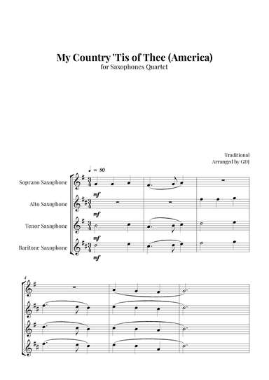 My Country 'Tis of Thee (America) (arr. GDJ)