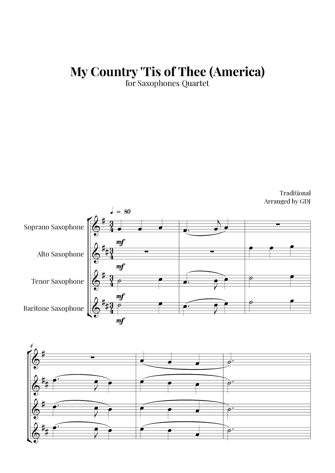 My Country 'Tis of Thee (America) (arr. GDJ)