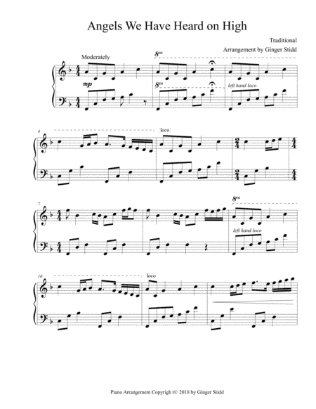Angels We Have Heard on High - 2018 Holiday Contest Entry, Piano Solo (arr. Ginger Stidd)