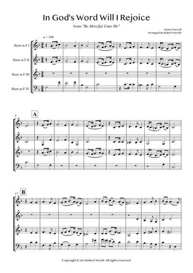 In God's Word Will I Rejoice (for Horn Quartet) (arr. Robert Newth)