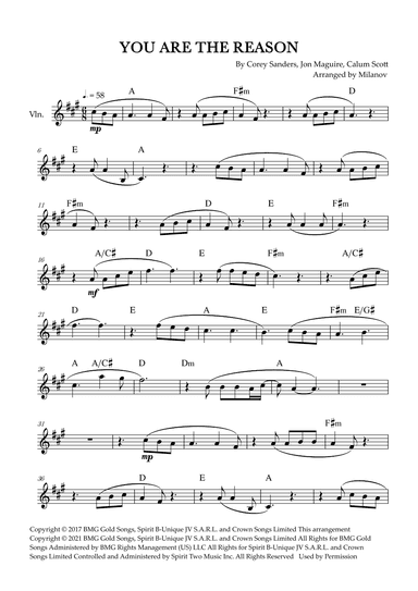 You Are The Reason (arr. Milanov)