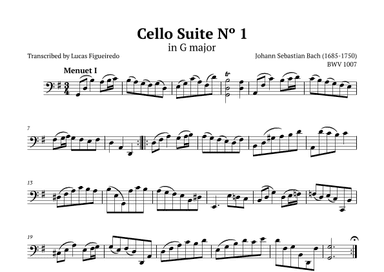 Cello Suite No 1 in G major - Menuet I - Bach (arr. Lucas Figueiredo)