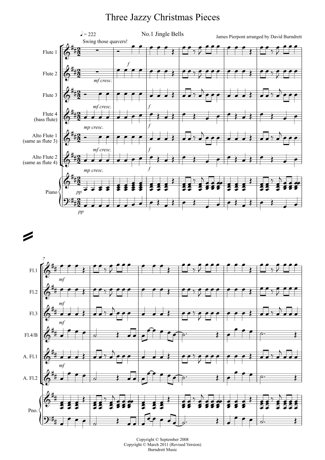 3 Jazzy Christmas Pieces for Flute Quartet (arr. David Burndrett)