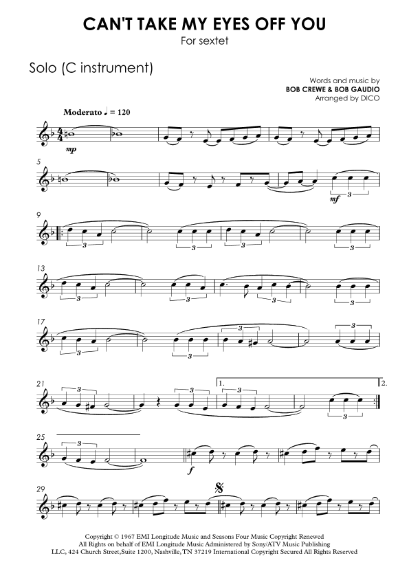 Can't Take My Eyes Off Of You (arr. Dico)