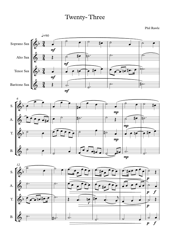 Twenty-Three - Saxophone Quartet