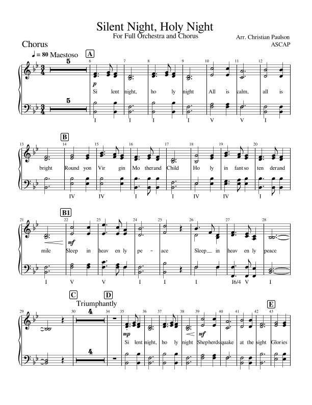 Silent Night For Full Orchestra And Chorus (arr. Christian Paulson)