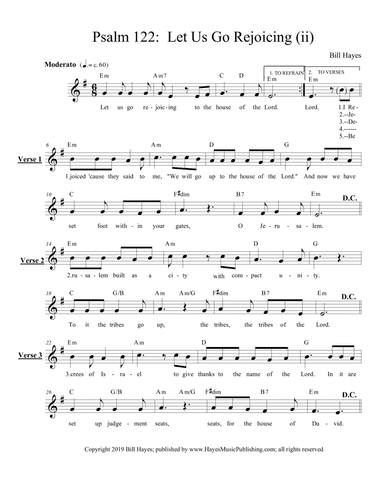 Psalm 122: Let Us Go Rejoicing (ii) - leadsheet