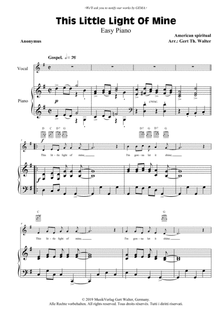 This Little Light Of Mine (arr. Gert Th. Walter)