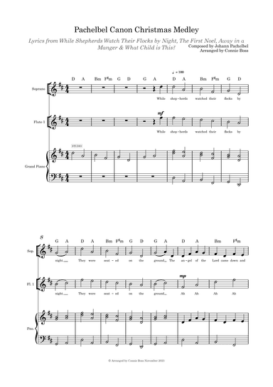Pachelbel Canon Christmas Medley solo flute and piano (arr. Connie Boss)