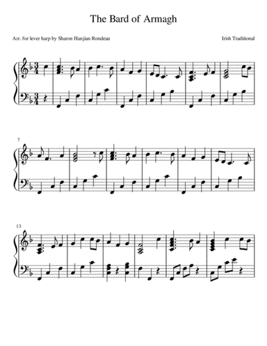 The Bard of Armagh for Lever Harp (arr. Sharon Hanjian Rondeau)
