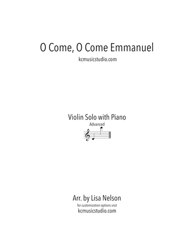 O Come, O Come Emmanuel Violin Solo with Piano Accompaniment (arr. Lisa Nelson)