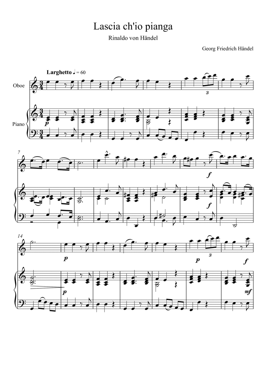 Georg Friedrich Handel - Lascia ch'io pianga (Oboe Solo) (arr. André Laitano)