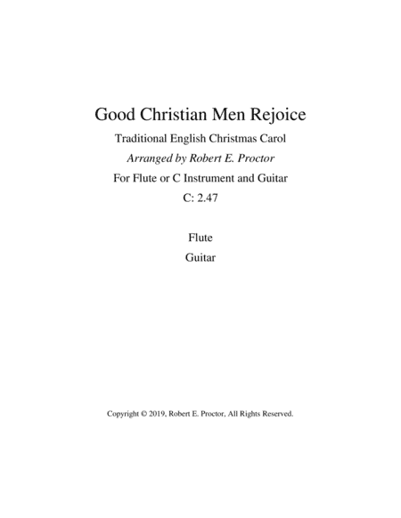 Good Christian Men Rejoice for Flute and Guitar (arr. Robert E. Proctor)