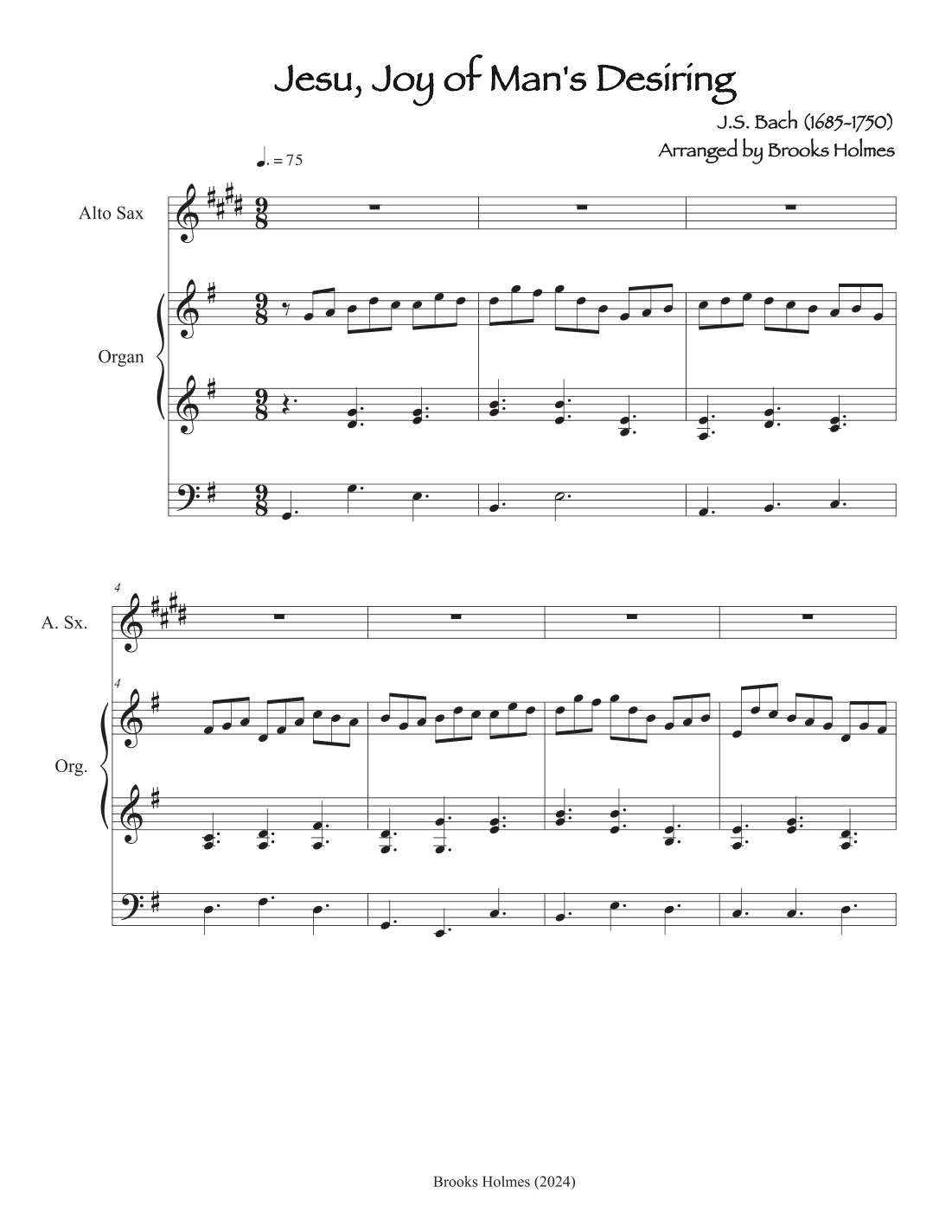 Jesu, Joy of Man's Desiring - Alto Sax & Church Organ (arr. Brooks Holmes)