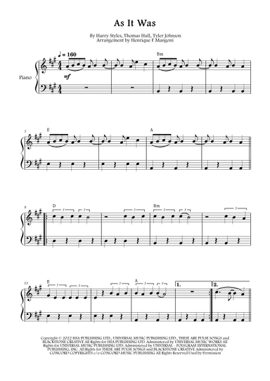 As It Was (arr. Henrique F Mangoni)