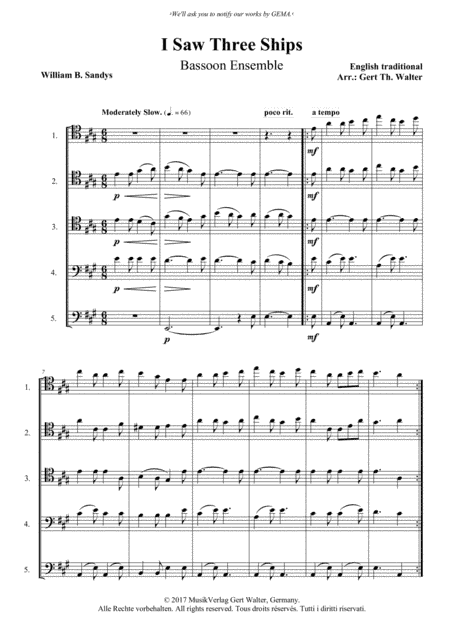 I Saw Three Ships (arr. Gert Th. Walter)