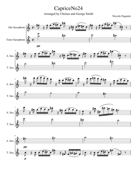 Caprice No. 24 for Saxophone Duet (arr. George and Chelsea Smith)