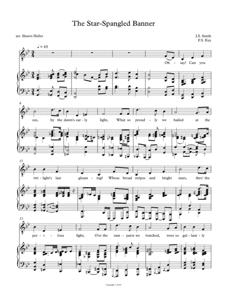 The Star-Spangled Banner for Low Voice & Piano (in Bb) (arr. Shawn Heller)