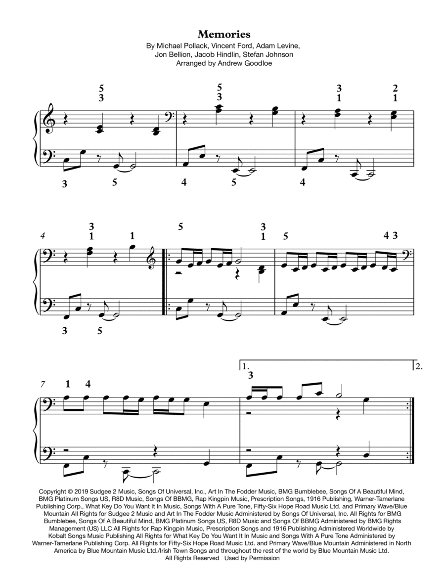 Memories (arr. Andrew Goodloe)