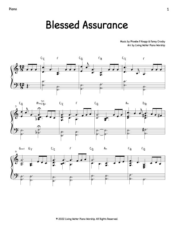 Blessed Assurance (arr. Living Water Piano Worship)