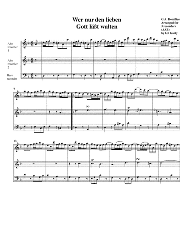 Wer nur den lieben Gott läßt walten (arrangement for 3 recorders) (arr. Gil Garty)