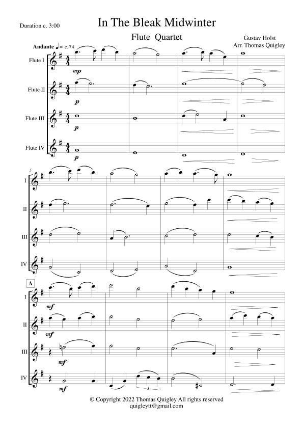 In The Bleak Midwinter (arr. Thomas Quigley)