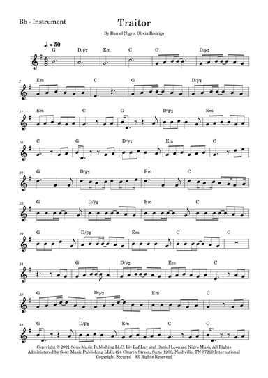 Traitor (arr. Fabio Eduardo de Oliveira)