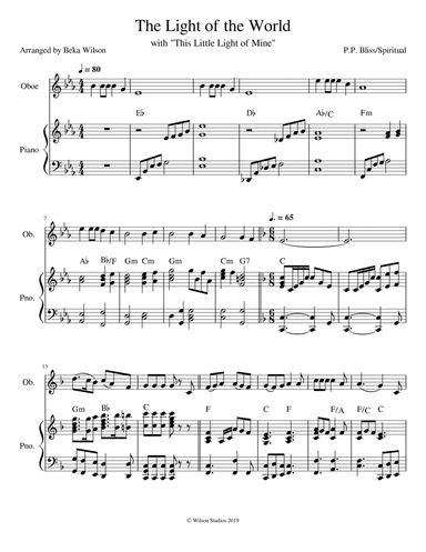 The Light of the World is Jesus/This Little Light of Mine--oboe solo (arr. Beka Wilson)