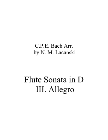 Sonata in D for Flute and String Quartet III. Allegro (arr. Nick Lacanski)