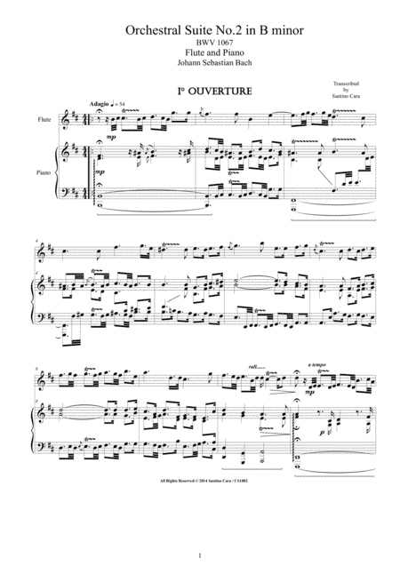 Bach - Suite no.2 in B minor BWV 1067 for Flute and Piano (arr. Santino Cara)