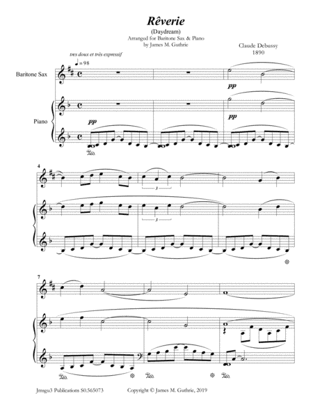 Debussy: Reverie for Baritone Sax & Piano (arr. James M. Guthrie)
