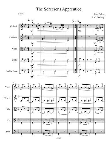 The Sorcerer's Apprentice (String Quintet or Orchestra) (arr. B. C. Dockery)