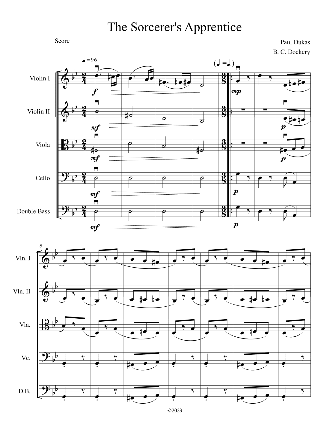 The Sorcerer's Apprentice (String Quintet or Orchestra) (arr. B. C. Dockery)