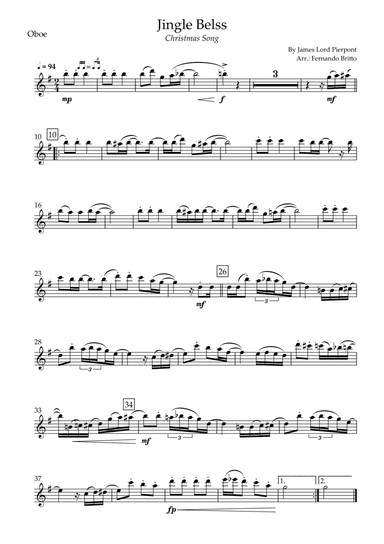 Jingle Bells - Jazz Version (Christmas Song) for Oboe Solo (arr. Fernando Britto)