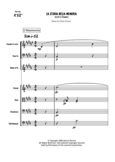 La Storia nella Memoria - Score Only