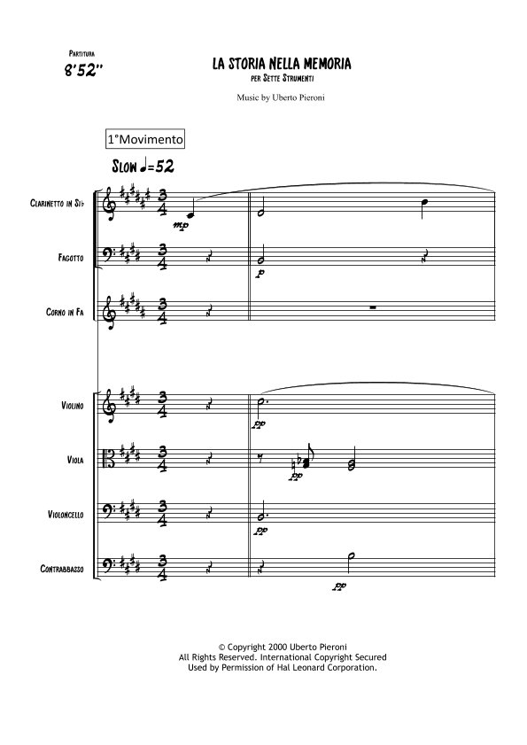 La Storia nella Memoria - Score Only