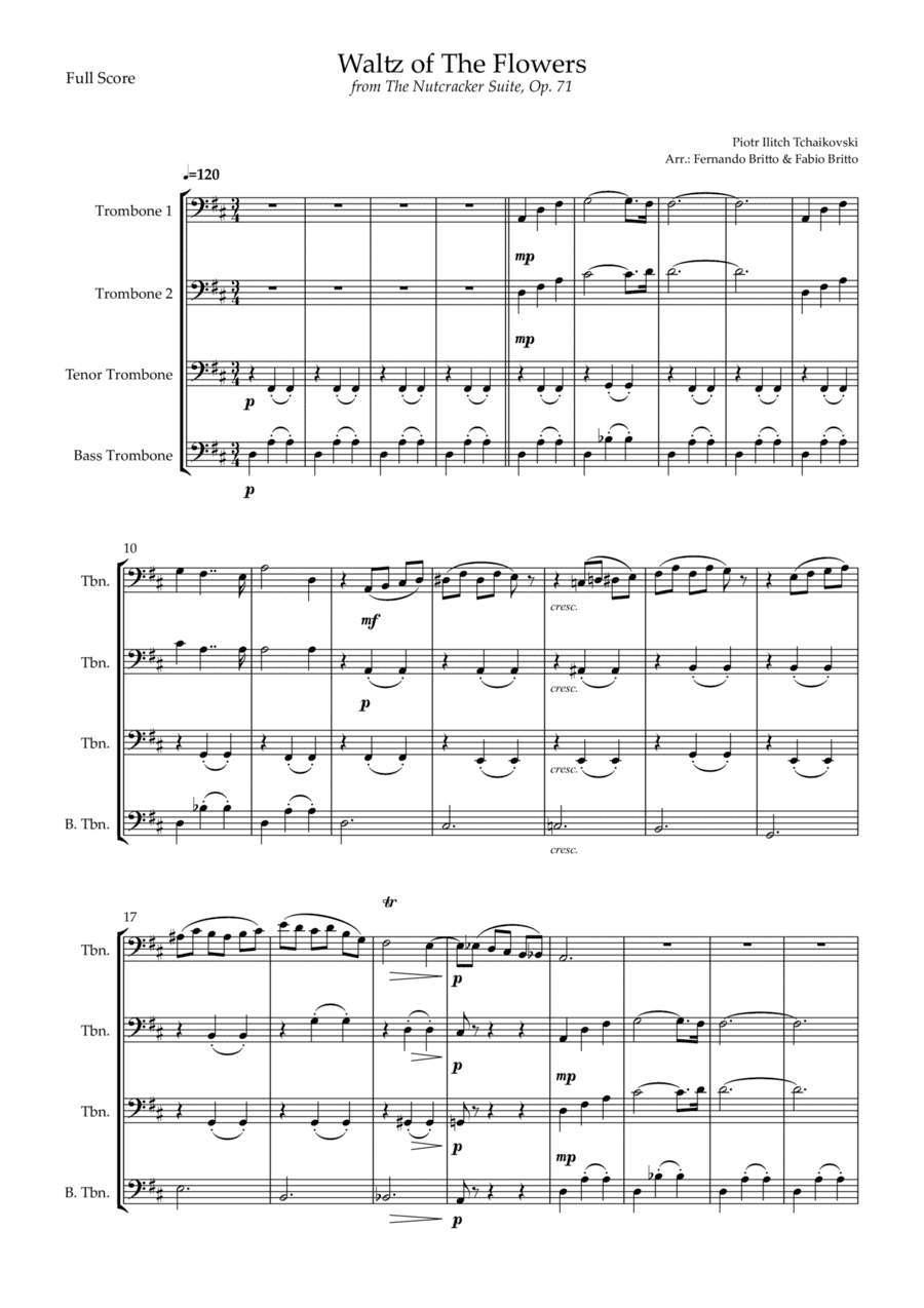 Waltz of The Flowers - from Nutcracker (P. I. Tchaikovsky) for Trombone Quartet (arr. Fernando Britto, Fabio Britto)