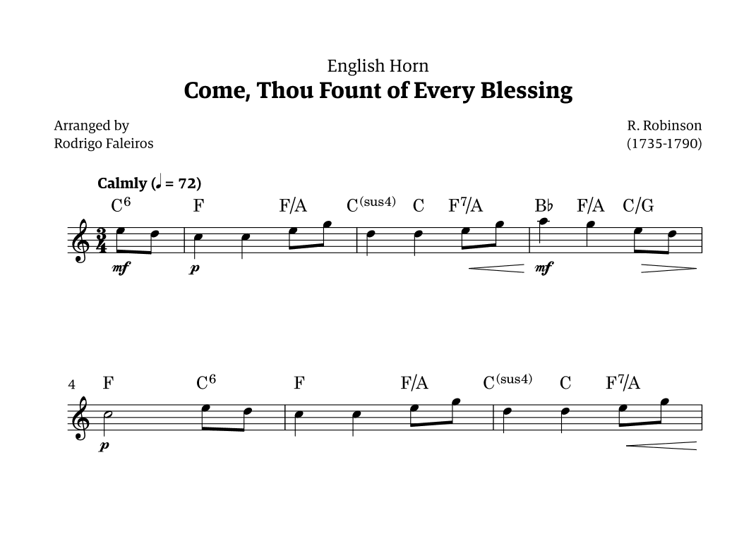 Come Thou Fount of Every Blessing (arr. Rodrigo Faleiros)