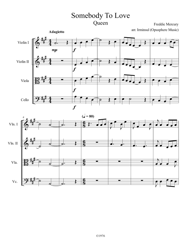 Somebody To Love (arr. Irminsul (Opusphere Music))