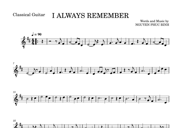 I ALWAYS REMEMBER (arr. NPB)