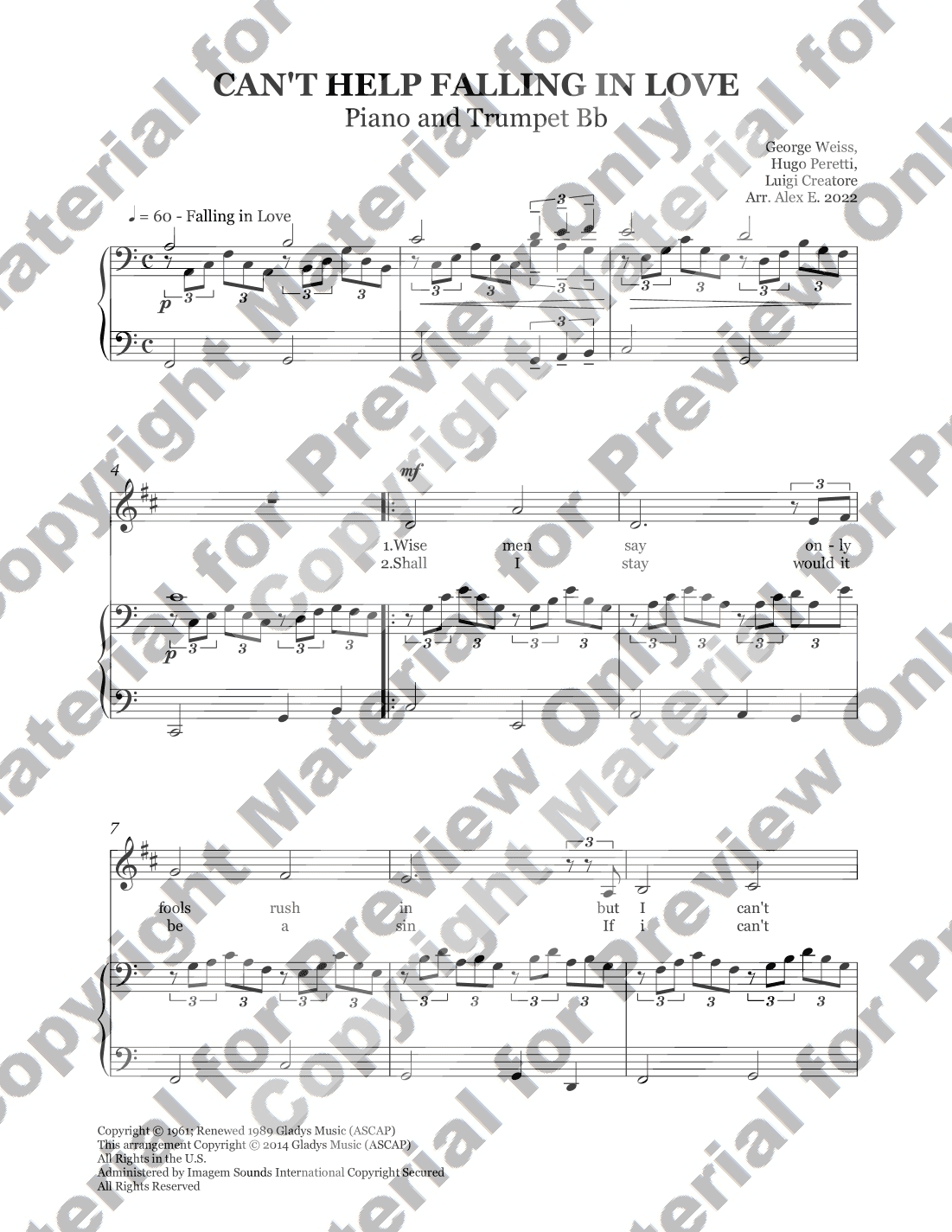 Can't Help Falling In Love (arr. Alex E.)