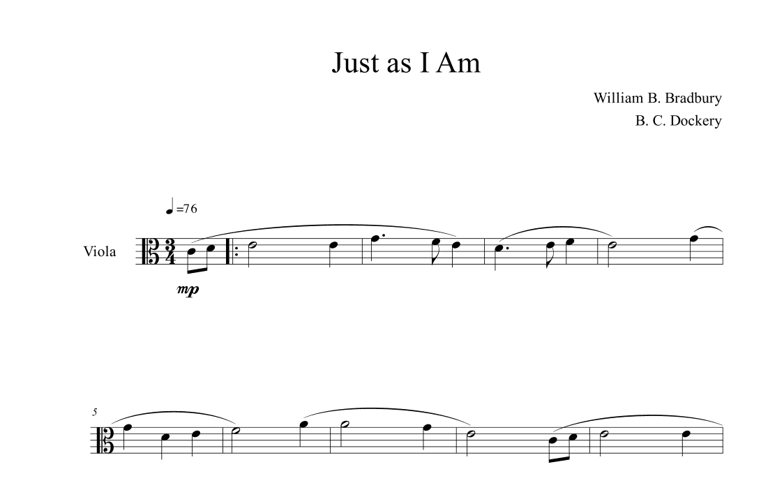 Just As I Am (Viola Solo) (arr. B. C. Dockery)