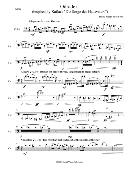 Odradek for cello solo