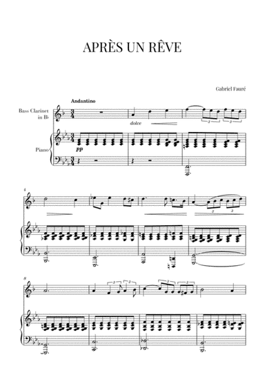 Fauré - Après un Rêve (for Bass Clarinet and Piano) (arr. Cadenza Editions)
