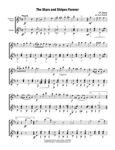 Stars and Stripes for flute/violin and guitar (arr. K. Krantz)