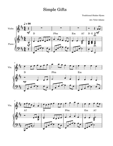 Simple Gifts (arr. Tyler Adams)